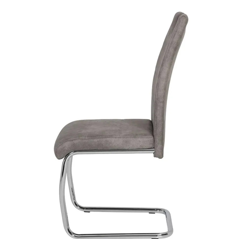 Schwingstuhl aus Microfaser Grau - Kirana (Set)