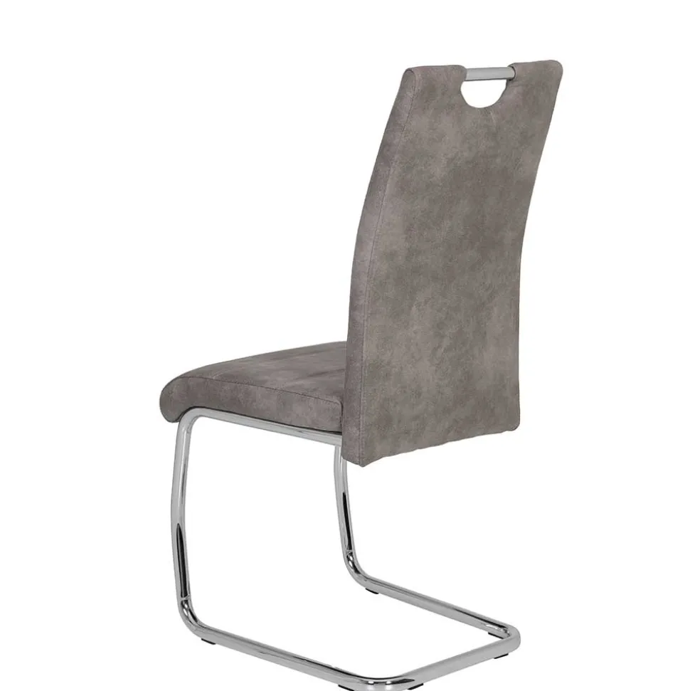 Schwingstuhl aus Microfaser Grau - Kirana (Set)