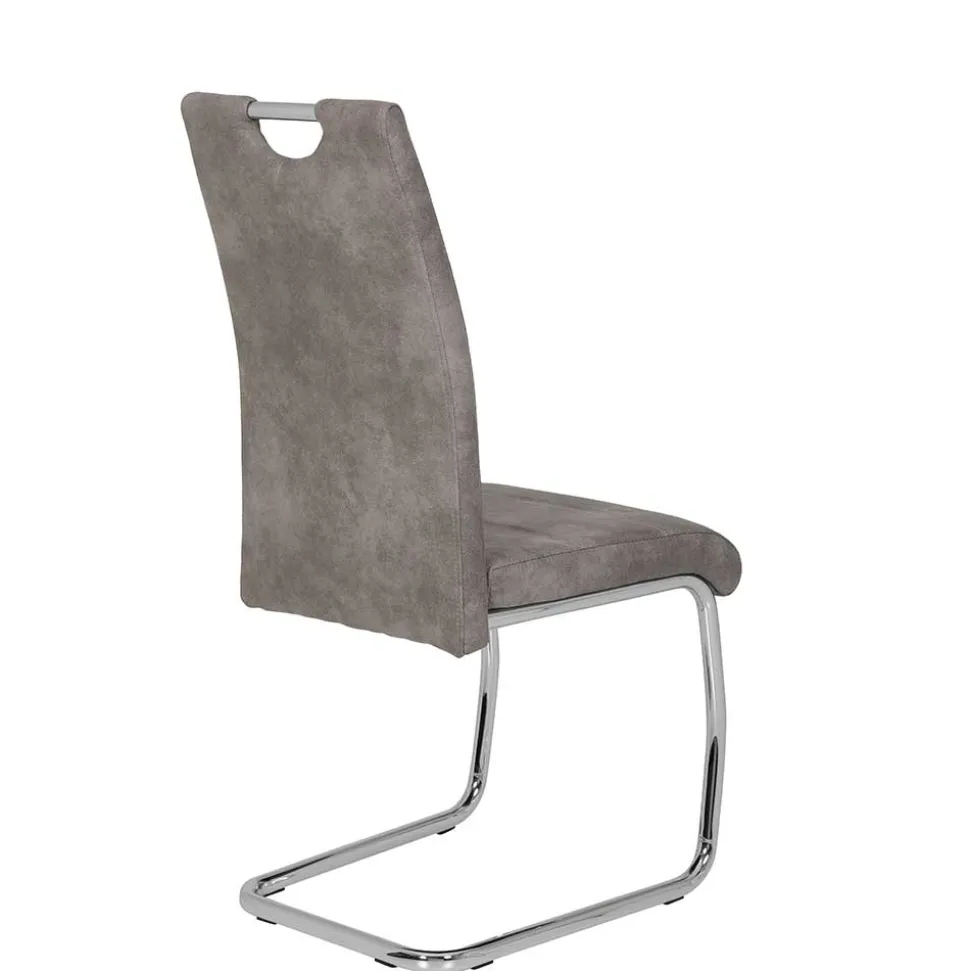 Schwingstuhl aus Microfaser Grau - Kirana (Set)