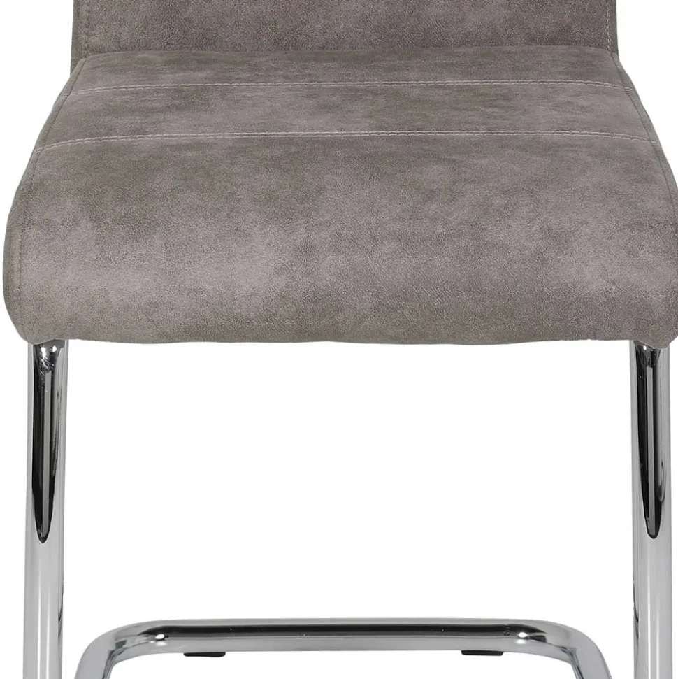 Schwingstuhl aus Microfaser Grau - Kirana (Set)