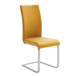 Schwingstuhl in Curry Gelb Kunstleder Ericova mit Edelstahl Gestell (4er Set)