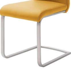 Schwingstuhl in Curry Gelb Kunstleder Ericova mit Edelstahl Gestell (4er Set)