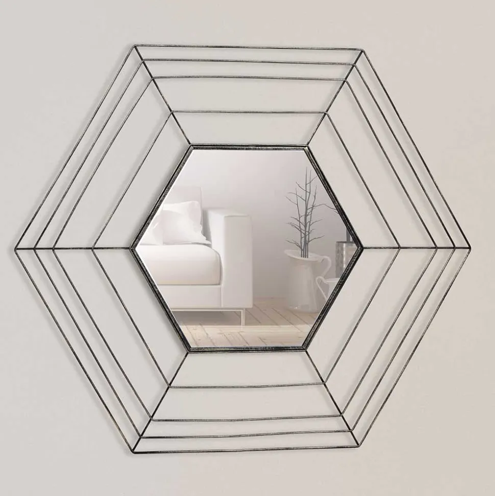 Sechseckiger Spiegel im Spinnweben Design - Vivenda