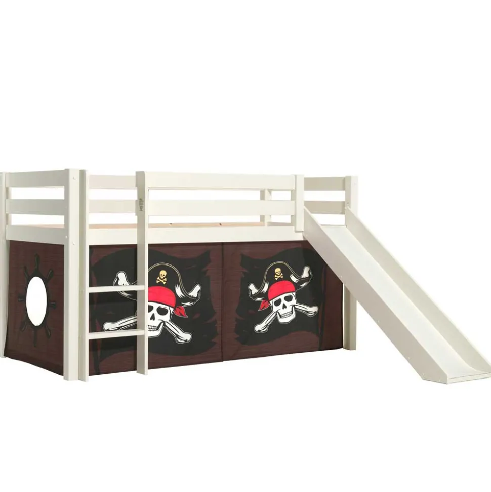 Seeräuber Kinderbett als Hochbett mit Vorhang - Enevo