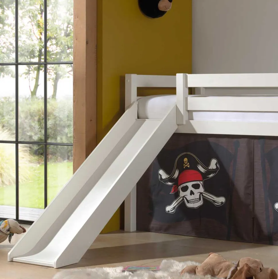 Seeräuber Kinderbett als Hochbett mit Vorhang - Enevo