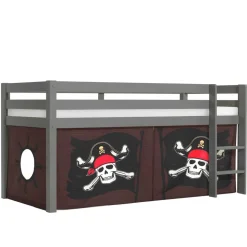 Seeräuber Kinderzimmer Hochbett aus Holz Grau - Teako