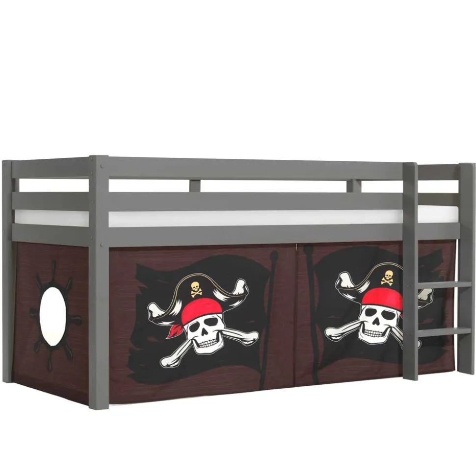 Seeräuber Kinderzimmer Hochbett aus Holz Grau - Teako