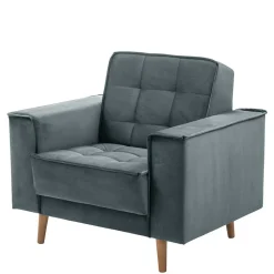 Sessel aus Samtvelours in Blaugrau - Lymeca