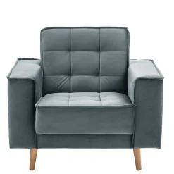Sessel aus Samtvelours in Blaugrau - Lymeca