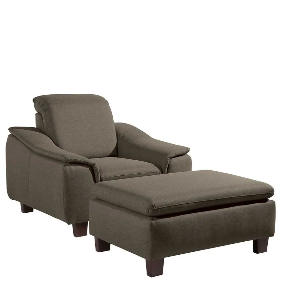 Sessel in Beigegrau und Nussbaum - Abecra