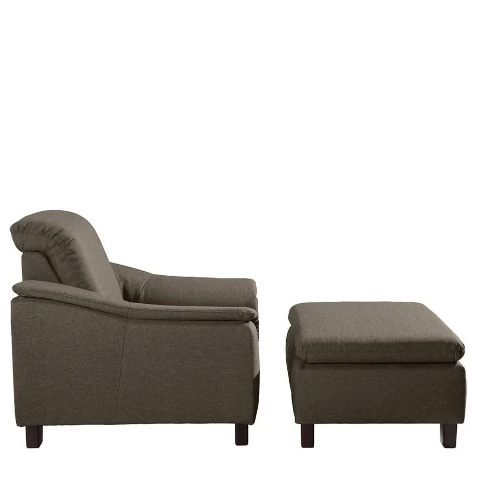 Sessel in Beigegrau und Nussbaum - Abecra