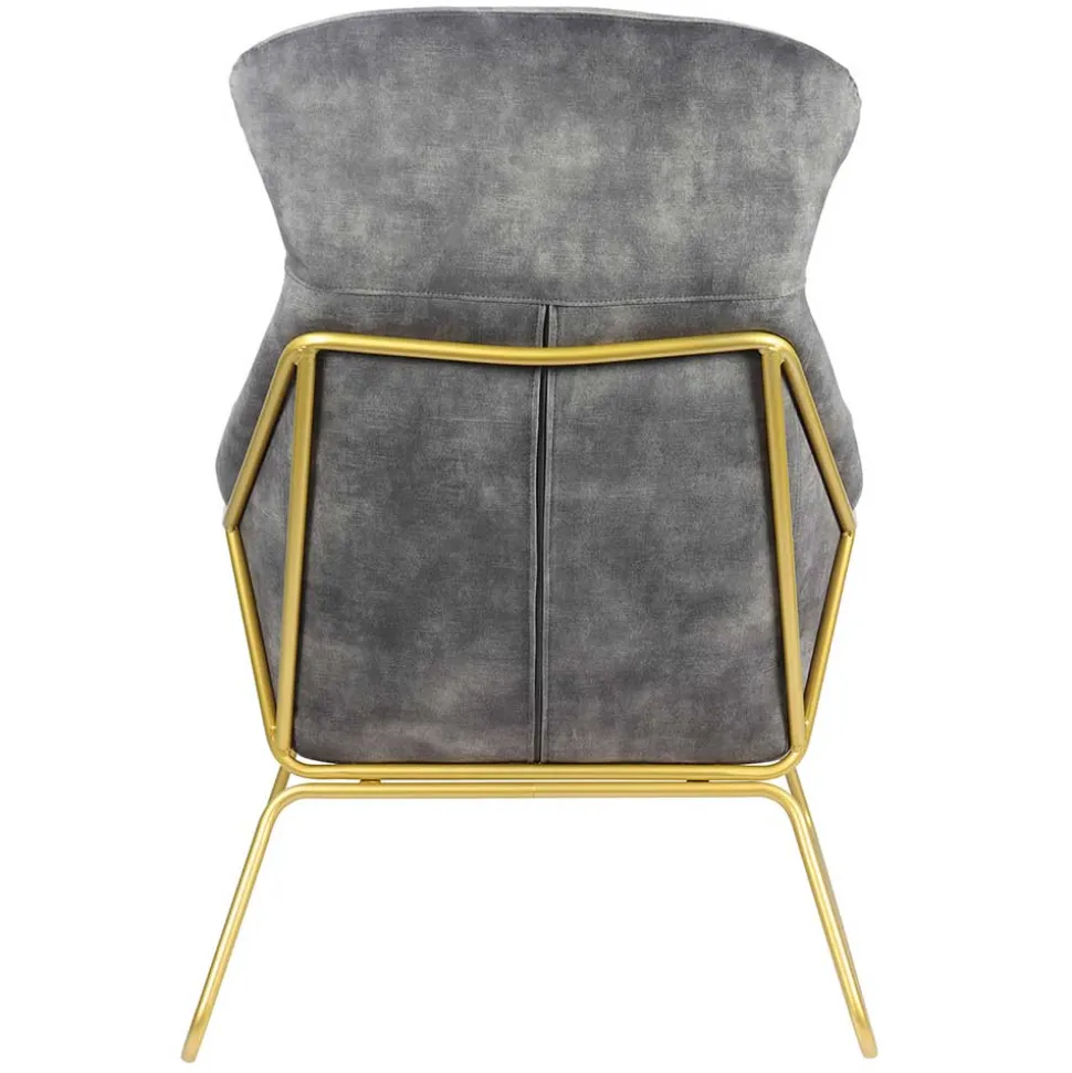 Sessel in Grau Samtvelours & Messing Metall - Henrics