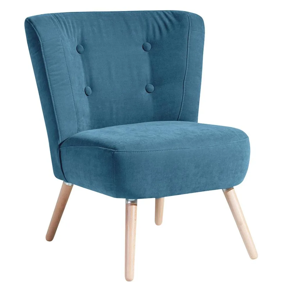 Sessel in Petrol Blau Velours - Curedo