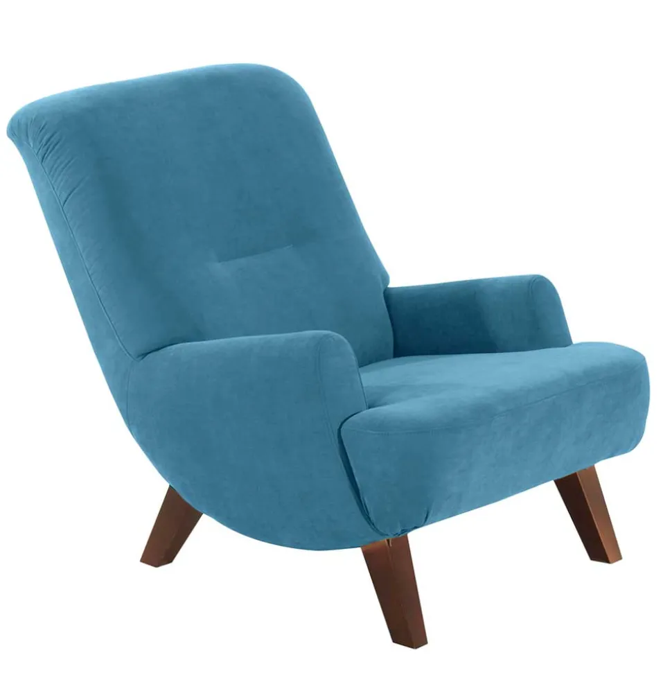 Sessel in Petrol Veloursbezug - Frunz