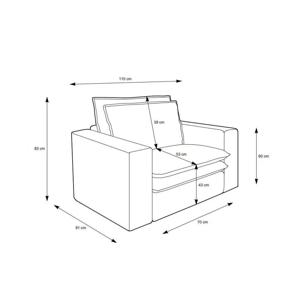 Sessel mit Hocker im Set - Anyna (zweiteilig)