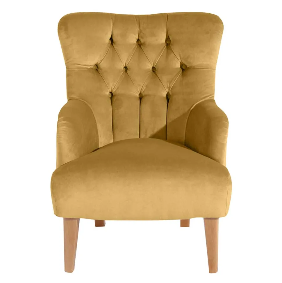 Sessel mit Ohren in Maisgelb und Buche - Amarello