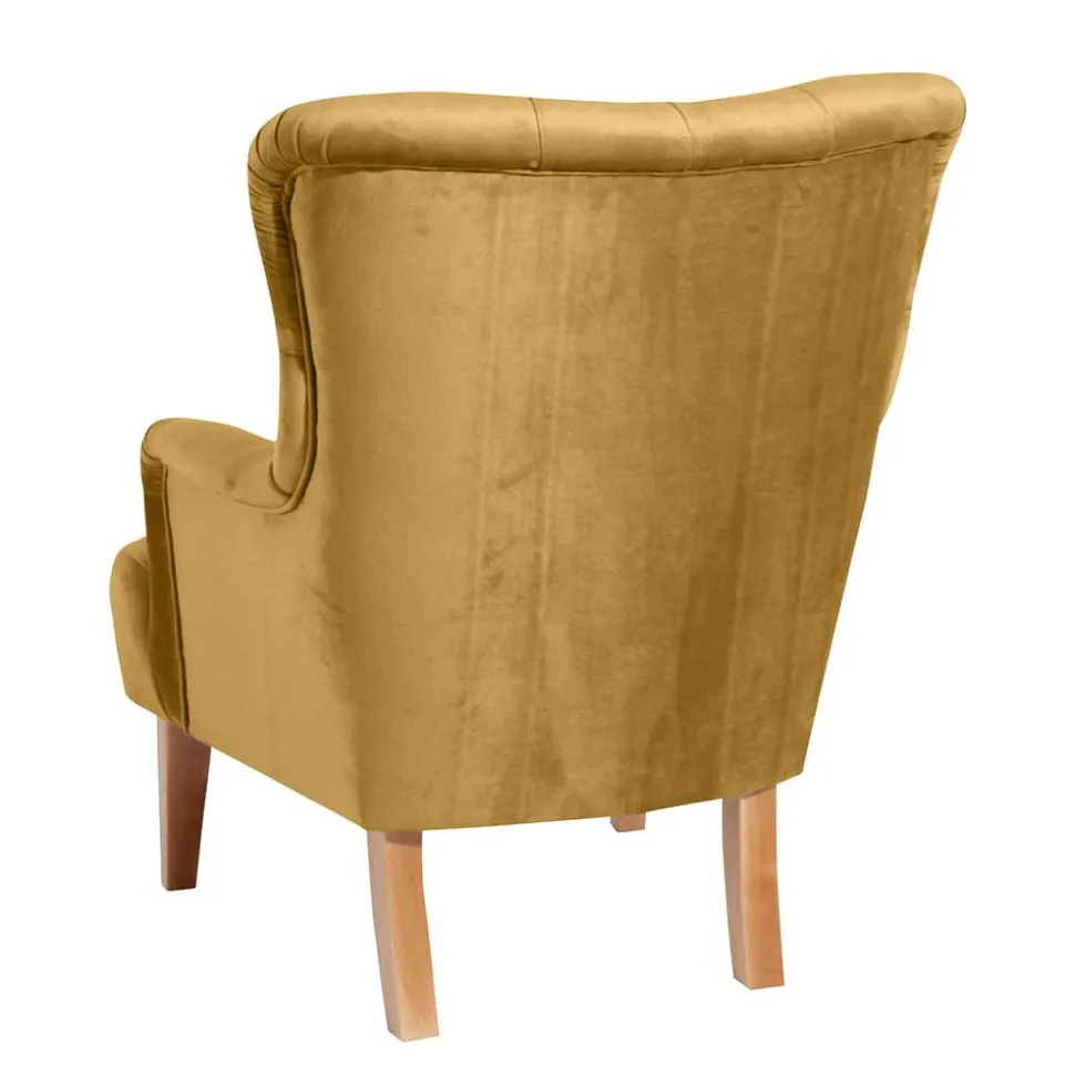 Sessel mit Ohren in Maisgelb und Buche - Amarello