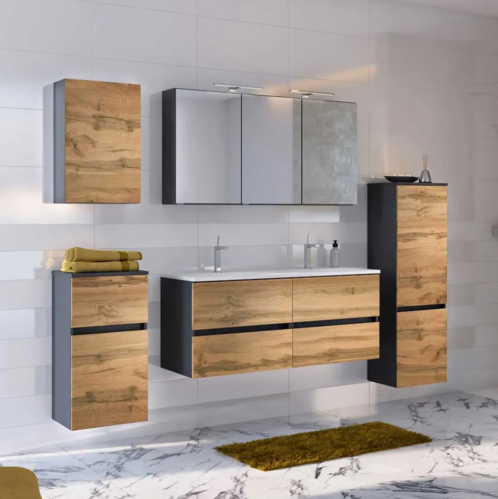 Set Badausstattung mit Doppelwaschtisch - Endely (fünfteilig)