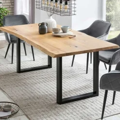 Set Baumkantentisch & Samtstühle - Sylverta (fünfteilig)