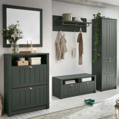 Set Flur Einrichtung in Dunkelgrün - Niestov (fünfteilig)