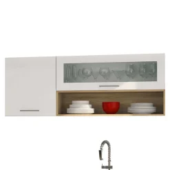 Set Küchen Möbel in Weiß Glanz - Cuneo I (achtteilig)