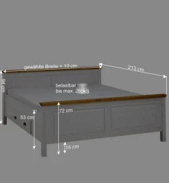Set Landhausbett & Nachtschränke - Sibiuta (dreiteilig)
