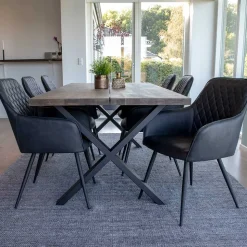 Set Loft X-Fuß Tisch & Tischsessel - Ghaz (siebenteilig)