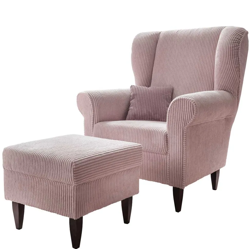 Set Ohrensessel mit Fußhocker - Noah (zweiteilig)