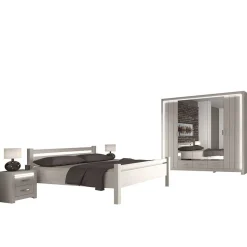 Set Schlafzimmer Möbel in Weiß Holz Optik - Ektado (vierteilig)