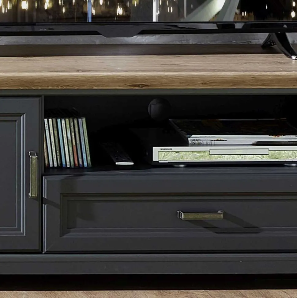 Set TV Lowboard & Vitrine in Grau - Thumbs (zweiteilig)