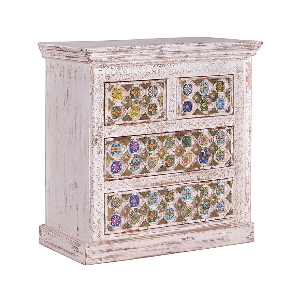 Shabby Chic Kommode in Antikweiß - Mirell