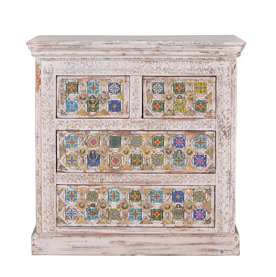 Shabby Chic Kommode in Antikweiß - Mirell