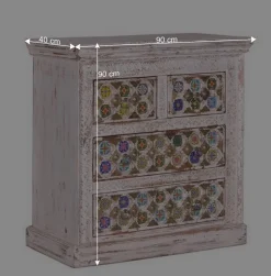 Shabby Chic Kommode in Antikweiß - Mirell