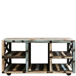 Shabby Chic Regal auf Industry Style Metall Rädern - Folivia