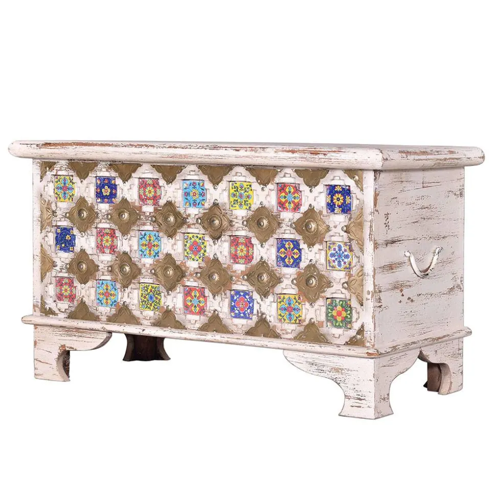 Shabby Chic Truhe in Antikweiß - Mirell