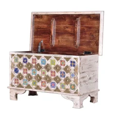 Shabby Chic Truhe in Antikweiß - Mirell