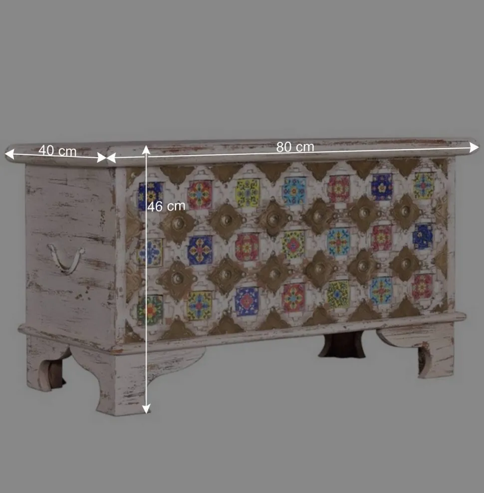 Shabby Chic Truhe in Antikweiß - Mirell