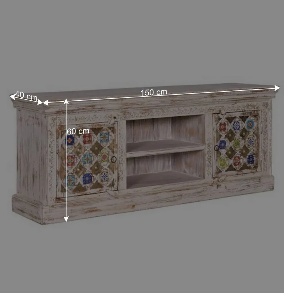 Shabby Chic TV Lowboard in Antikweiß - Mirell