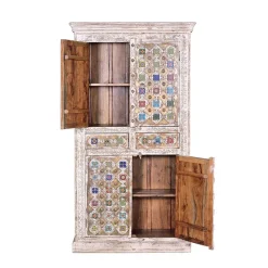 Shabby Chic Wohnzimmerschrank in Antikweiß - Mirell