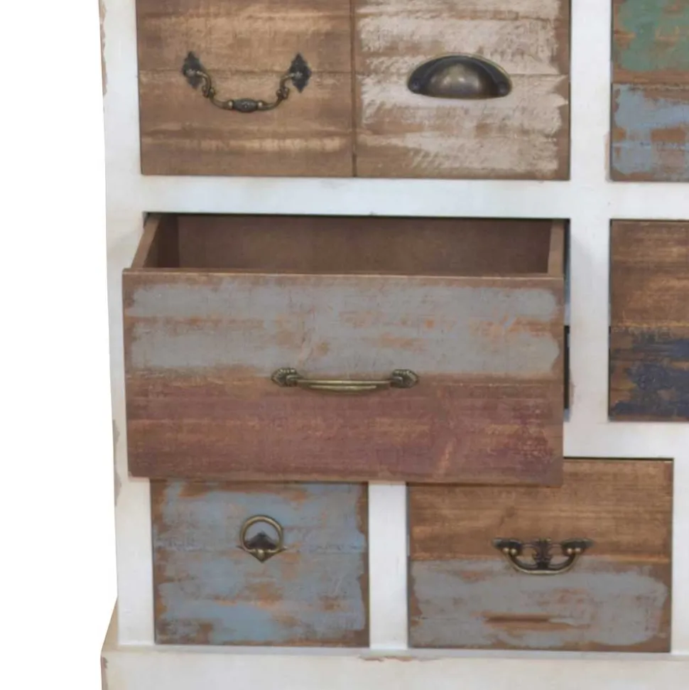 Shabby Design Kommode Leona in Weiß Bunt