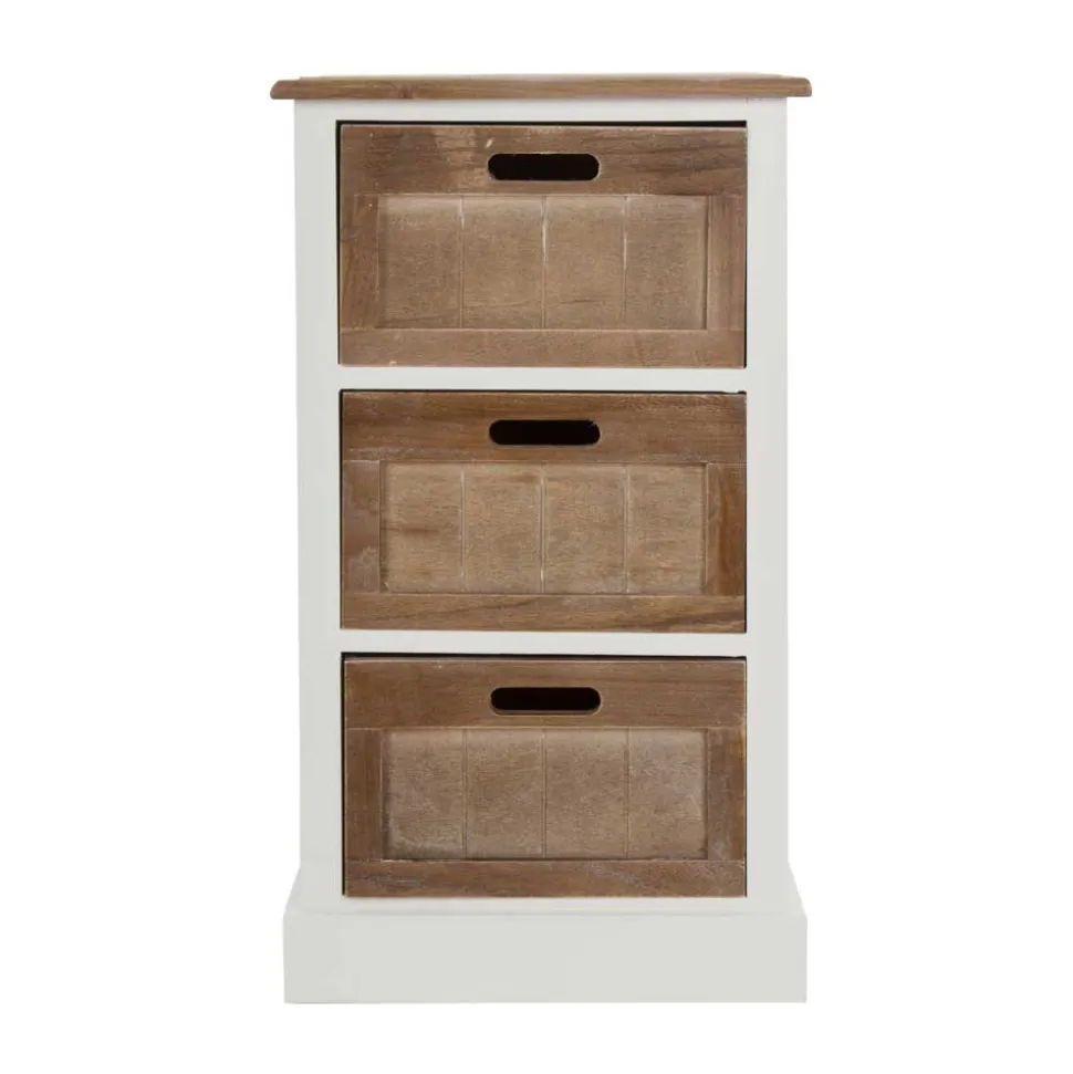 Shabby Nachtkommode Benet in Weiß Holz