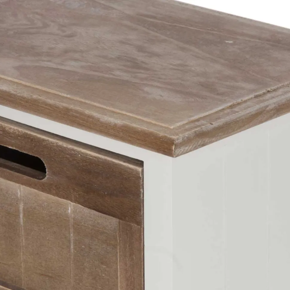 Shabby Nachtkommode Benet in Weiß Holz