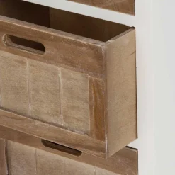 Shabby Nachtkommode Benet in Weiß Holz