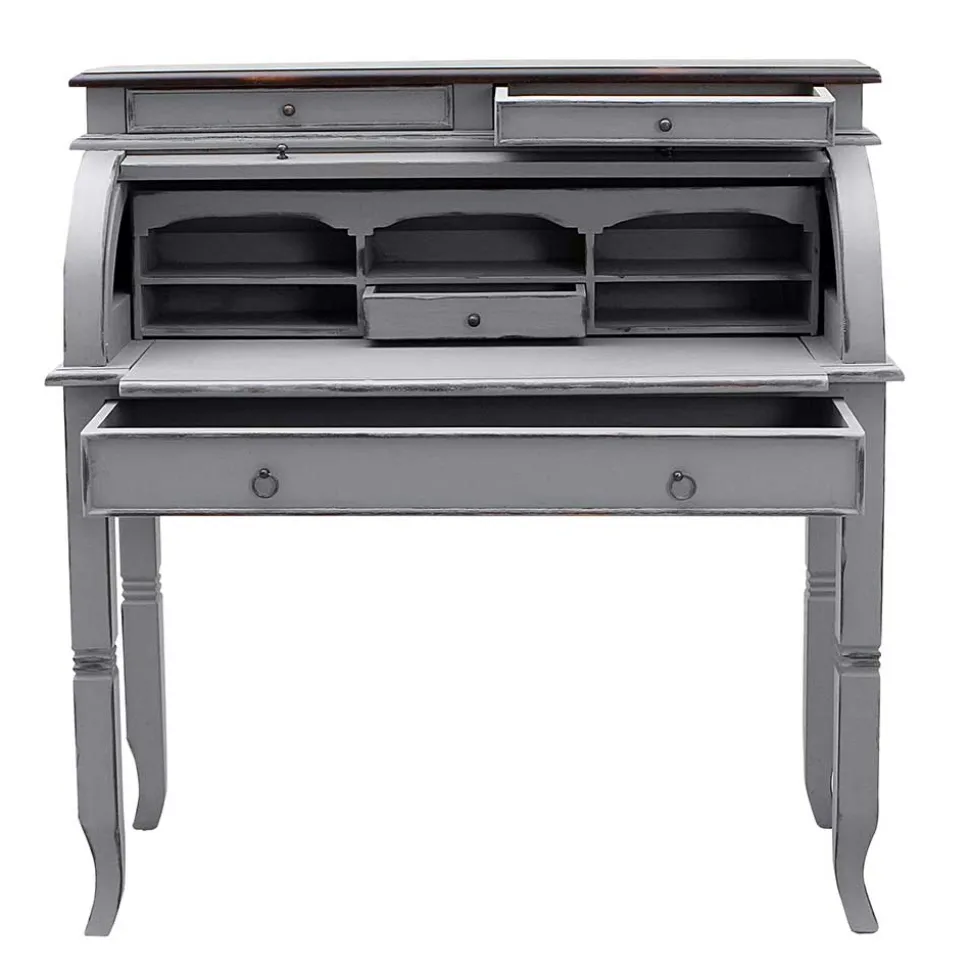 Shabby Sekretär Islando in Grau und Dunkelbraun
