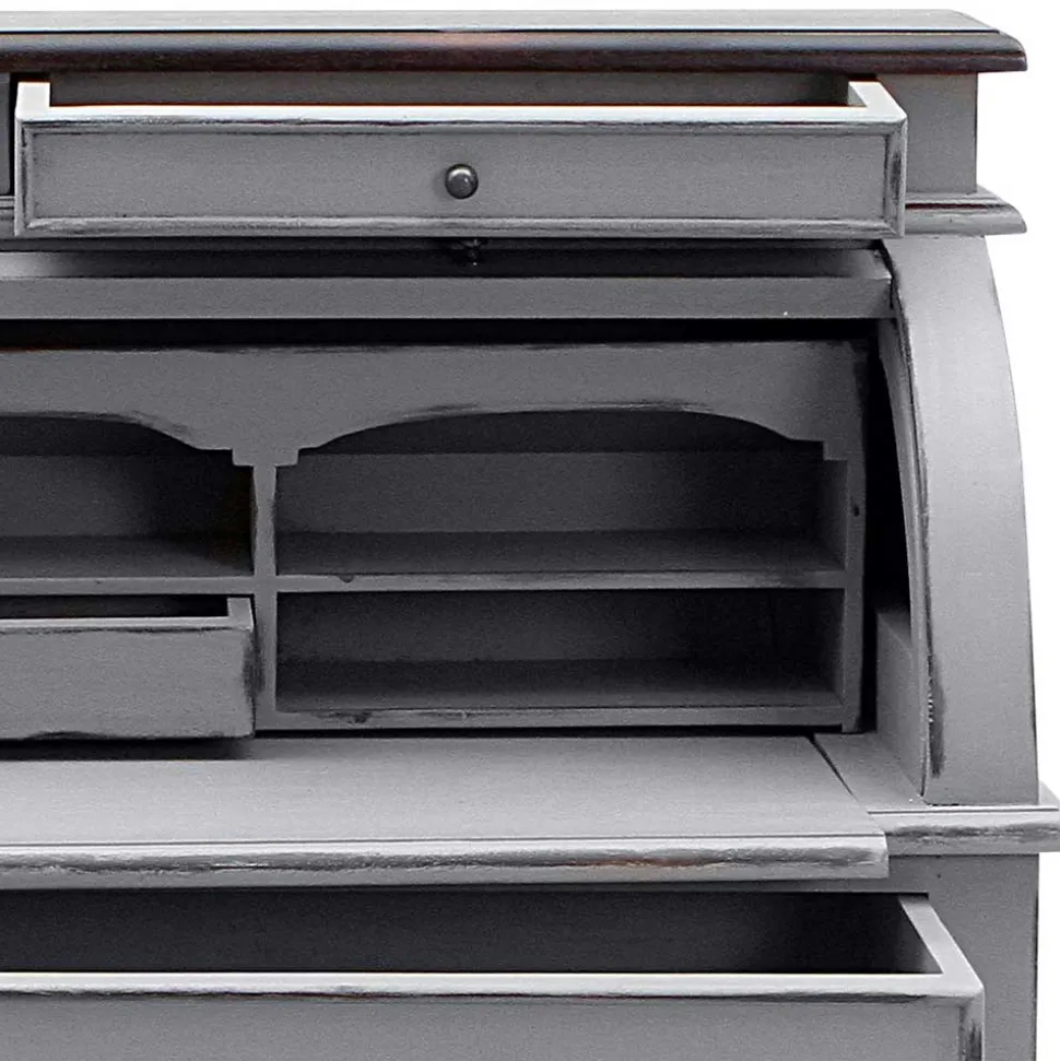 Shabby Sekretär Islando in Grau und Dunkelbraun