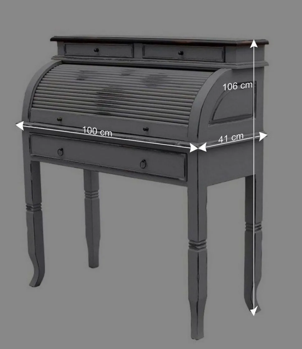 Shabby Sekretär Islando in Grau und Dunkelbraun