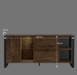 Sideboard aus Recyclingholz Mango & Metall - Acira