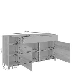 Sideboard in Altholz Optik & Anthrazit - Bosco