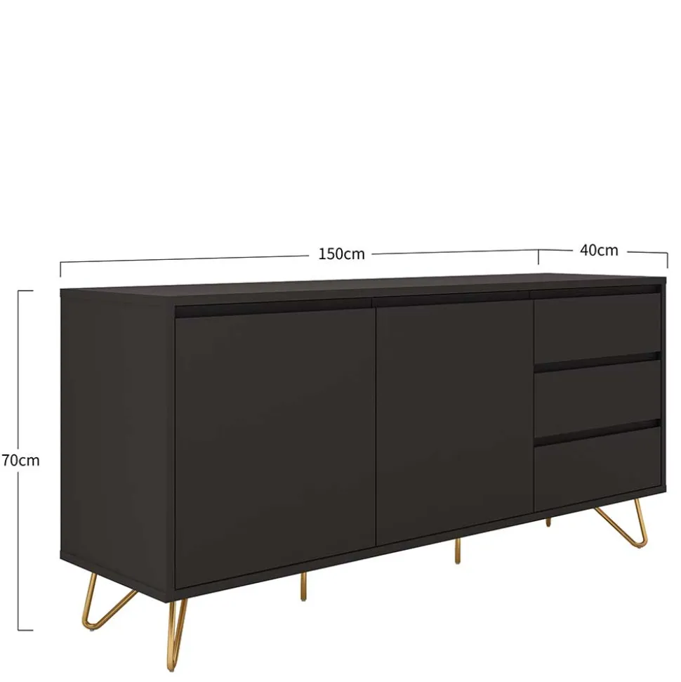 Sideboard in Grau & Gold - Tajibo