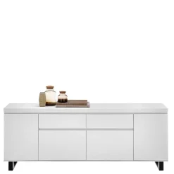 Sideboard in Weiß mit Schwarz - Atela